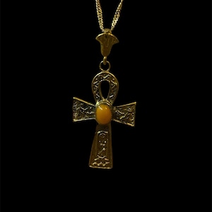 Handmade Cross Key of Life Pendant made in Egypt , Protection Key of Life