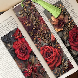 Segnalibro floreale in acrilico acchiappasole: arte botanica con rosa rossa