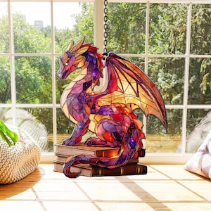 Dragon Suncatcher: Stained Glass Style Fantasy Window Hanging