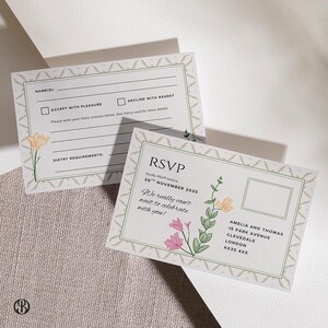 Floral Wedding RSVP Card, Digital Template, Instant Download
