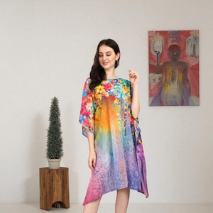 Tie-Dye Free Spirit Kaftan | Festival Fashion Dress | Unique Hand-Dyed Design | Boho Chic Vibe