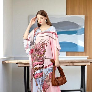 Plus Size Boho Kaftan Dress | Handmade Silk Maxi | Maternity Friendly Beach & Festival Outfit