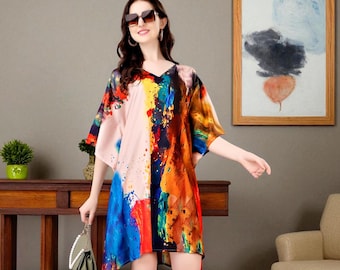 élégante robe caftan fluide pour femme | Maxi brodé en coton | Tenues de plage et de mariage grande taille