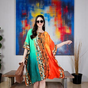 Kaftan Robe aus Bio-Baumwolle | Umweltfreundliche Nachtwäsche | Relaxed Fit Lounge Kleid | Nachhaltiger Tragekomfort