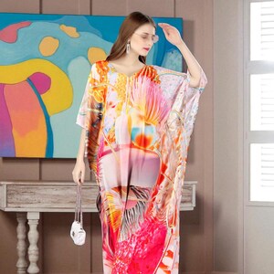 Handgemachtes Boho Kaftan Kleid | Leichte Seide Maxi | Plus Size Mutterschaftsfreundliches Outfit