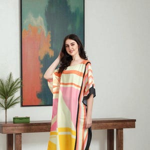 Luxe Glam Kaftan Dress | Embellished Metallic Silk Maxi | Eid Ceremony, Wedding, Party, Baby Shower, Cruise Lounge, Resort