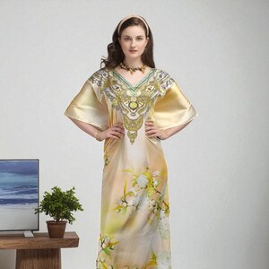 Elegant Plus Size Kaftan Dress | Silk Maxi Gown | Boho Resort and Beachwear for Women