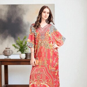Silk Lounge Kaftan Dress Free Size – Elegant and Relaxed – Ideal for Evenings In, Self-Care Days, and Hosting Guests