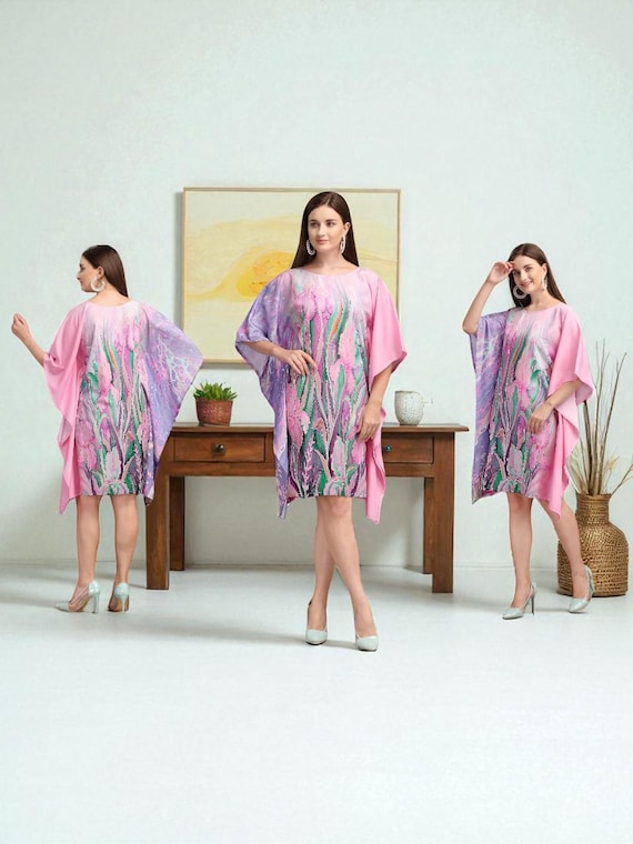 Caftano Turchese IKAT Fatto A Mano: Maxi Abito Lungo In Cotone, Stile Bohémien E Beach!