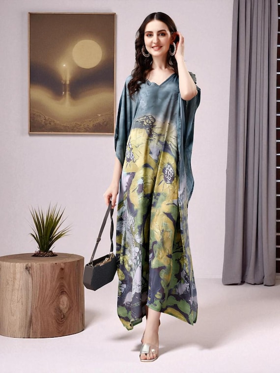 white christmas dresses Plus Size A Line Flowy Dresses Long Sleeve V NeckMoon Wood