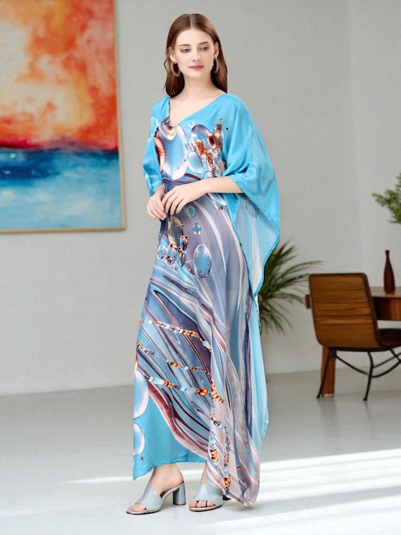 moroccan maxi dress Green Caftan Kaftan Noor Maxi Dress-Moroccan Resort & Lounge Kaftan