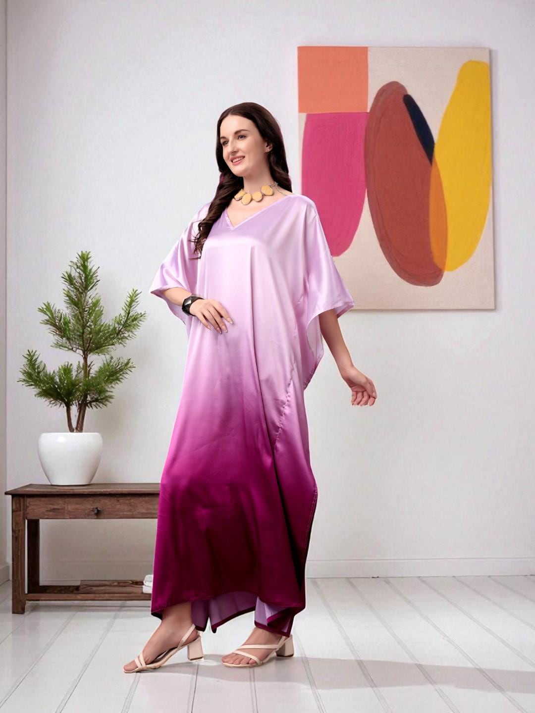 Ombre Silk Kaftan Dress
