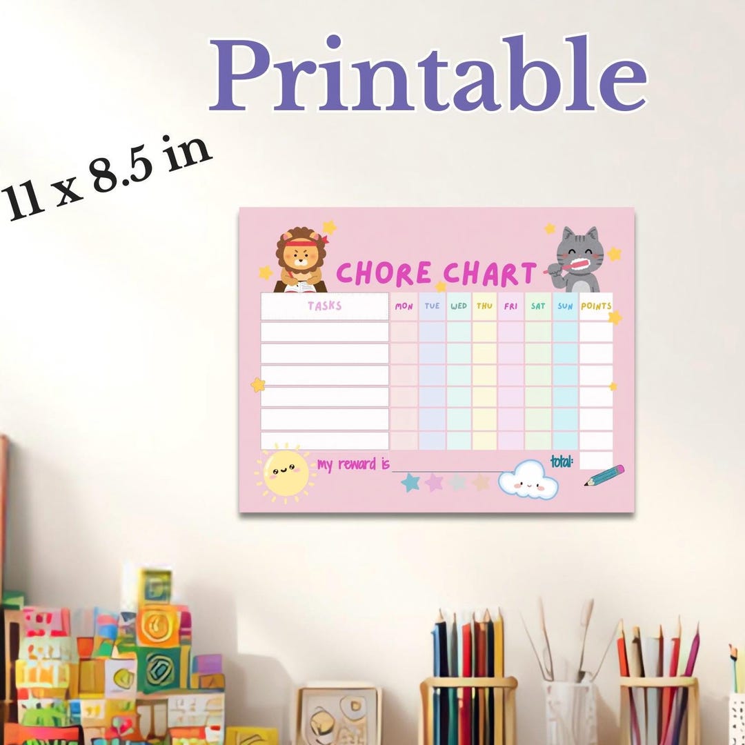 Toddler Routine Chart for Girls CHORE CHART for Toddlers Reward Chart ...