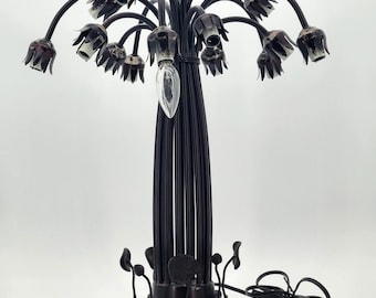 Vintage Tiffany Style Lily Pad Tulip Lamp 15 Light Arms Base Only No Shades