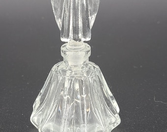 VTG 1940's Art Deco Cut Glass Perfume Bottle w/ Wand, Made in Occupied Japan