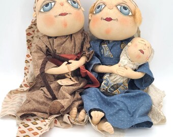 Joe Spencer Joseph & Mary with baby Jesus Gathered Traditions Pre-owned with Tag