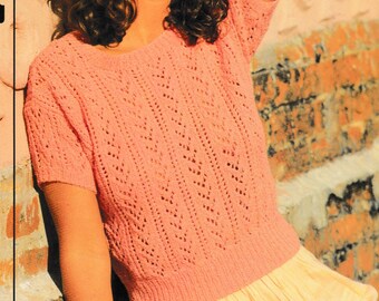 Womens Short Sleeved Sweater Jumper, sizes 32-40 ins, pdf, digital download