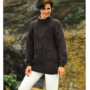 Vintage Chunky Knitting Pattern Womens Sweater Jumper One Size