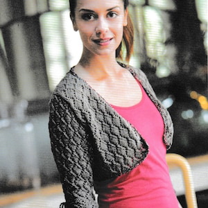 Womens Lacy Bolero Capelet Cardigan Shrug Knitting Pattern  – Sizes 32-38 in  – DK -  Instant PDF                           Digital Download