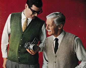 Vintage Robin Waistcoat / Sleeveless Cardigan Knitting Pattern – Digital PDF Download