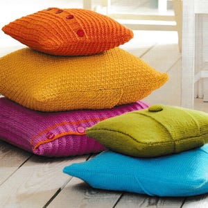 Easy Cushions Knitting Patterns – 5 Designs – Digital PDF Download – Beginner Friendly – No Physical Item