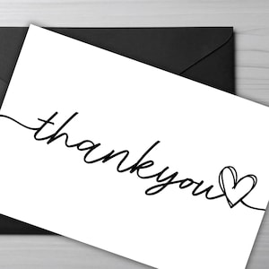 Thank You Card Printable Black & White - Blank Inside