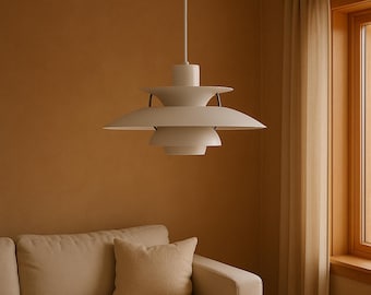 Danish White Pendant Light – Minimalist Scandinavian Ceiling Lamp • PH Mini 5-Inspired Modern Lighting for Kitchen, Bedroom & Living Room