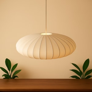Handgefertigte japanische Seide Pendelleuchte - Wabi-Sabi Origami Style Hängelampe - Minimalistische LED Deckenleuchte für Zuhause, Esszimmer oder Restaurant