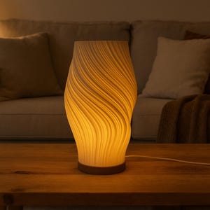 Dual Color 3D Printed LED Lamp: Modern Spiral Table Light