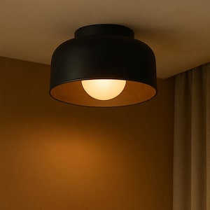 Vintage Wood Flush Mount Ceiling Light: Rustic Entryway Lighting