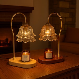 Adjustable Candle Warmer Lamp with Stone Base | Wax Melt Warmer with Dimmer & Timer | Modern Home Decor Table Lamp Gift Idea