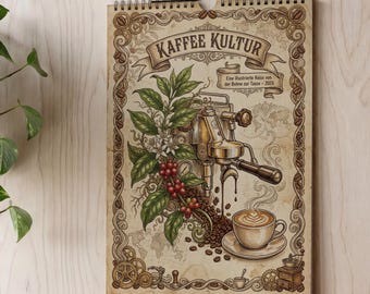 Wall calendar 2026 "Coffee Culture" | Vintage barista illustrations | A4 portrait format | Decor for the coffee corner & kitchen