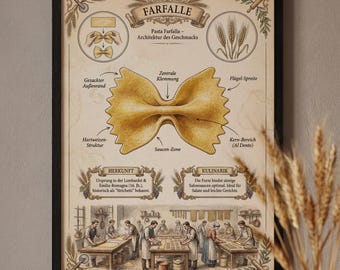 Farfalle Vintage Poster | Pasta Art | Kitchen Wall Art | Gift for Italian Lovers | German A3 250g