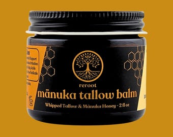 Manuka Honey Tallow Balm, Grass-Fed, Handmade