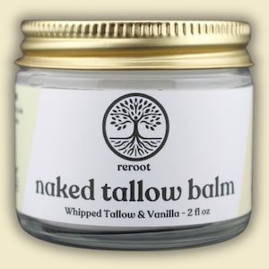 Whipped Vanilla Tallow Balm - 2 Natural Ingredients - 100% Grass Fed Beef Tallow + Vanilla Essential Oil