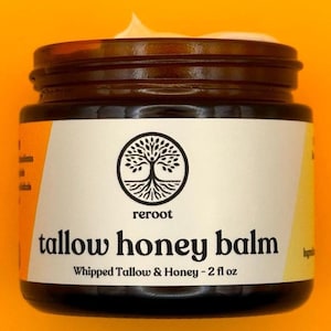 Tallow Honey Balm - 2 Pure & Natural Ingredients - 100% Grass Fed Tallow + Raw Honey