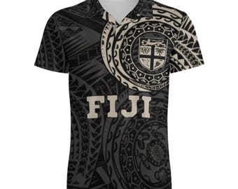 Polo fiyiano / Negro/Dorado / Camisa tribal polinesia