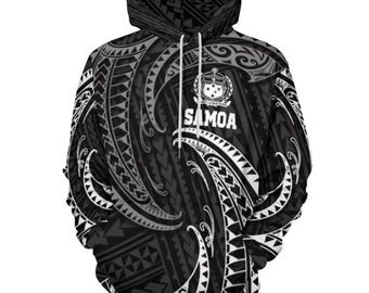 Samoan Hoodie | Black | Polynesian Tribal