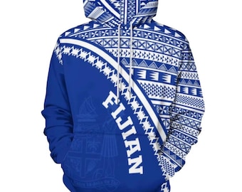 Fijian Hoodie | Blue | Polynesian Tribal