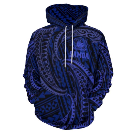 Sudadera con capucha samoana Azul Tribal polinesio España
