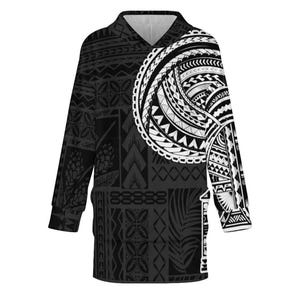 Samoan Hoodie Blanket | Black | Polynesian Tribal