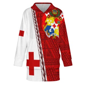 Tonga Hoodie Blanket | RED | Polynesian Tribal