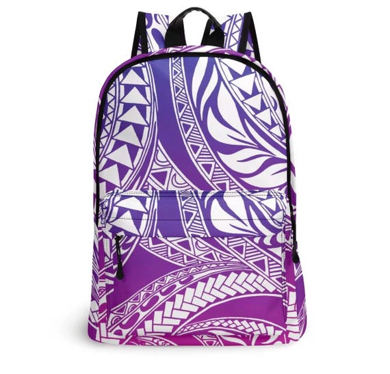 Geometric Purple and White Backpack Geometric Backpack, Purple Geometric Backpack, Purple  main image 3