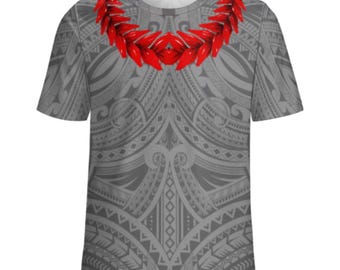 Samoan Ula Fala T-shirt | GREY | Polynesian Tribal Shirt