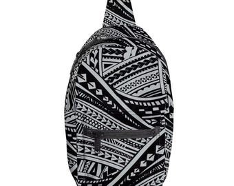 Polynesische Umhängetasche | SCHWARZ/GRAU | Wasserdichte Tribaltasche
