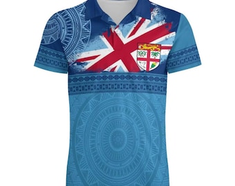 Fijian Polo | BLUE | Polynesian Tribal Shirt