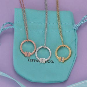 Tiffany double T necklace, S925 silver women&#39;s necklace, diamond necklace for her birthday gift, exquisite necklace