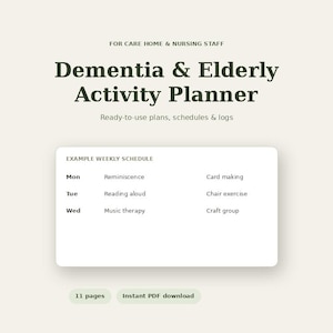 Planificador de actividades para personas con demencia y personas mayores / Programa de actividades para coordinadores de residencias de ancianos / Recurso de la CQC