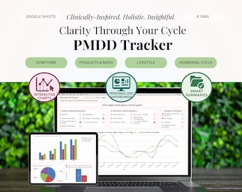 PMDD Symptom Tracker: Google Sheets, Cycle & Mood Log (Printable Summary)