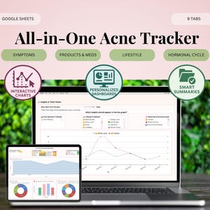 Acne Tracker: Google Sheets Skin & Product Log (Printable)